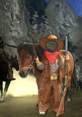 скачать бесплатно шаблоны для мальчиков мальчик-ковбой с лошадью и ружьем