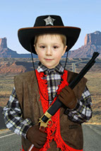 скачать бесплатно шаблоны для мальчиков мальчик-ковбой с ружьем на дороге