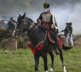 шаблон для фотошопа гусар на коне на поле боя, мужской шаблон гусара