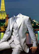 шаблон для фотошопа в белом костюме в Париже скачать бесплатно