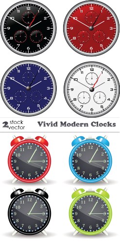бесплатно векторный клипарт яркие часы модерн в векторе