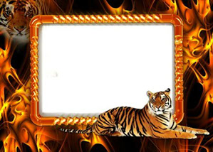 рамка для фотошопа тигр и пламя