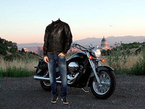 шаблон для фотошоп парень у мотоцикла