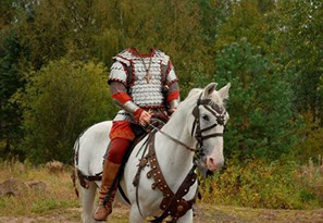 шаблон для фотошопа русский князьА лександр Невский верхом на белом коне