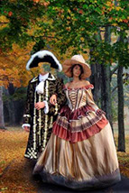скачать шаблон фотошоп семейная пара на осенней прогулке в 18 веке