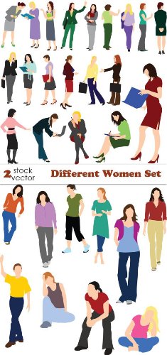 бесплатно скачать векторный клипарт женщины в разных ситуациях и положениях в векторе